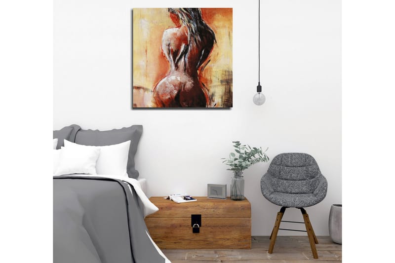 Canvastavla - Sensuell nakenfigur med fokus på ryggen - Terrakotta / Beige / Svart - Inredning - Tavlor & konst - Canvastavlor