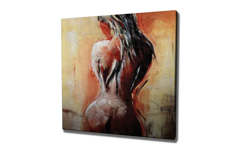 Canvastavla - Sensuell nakenfigur med fokus på ryggen, Terrakotta / Beige / Svart