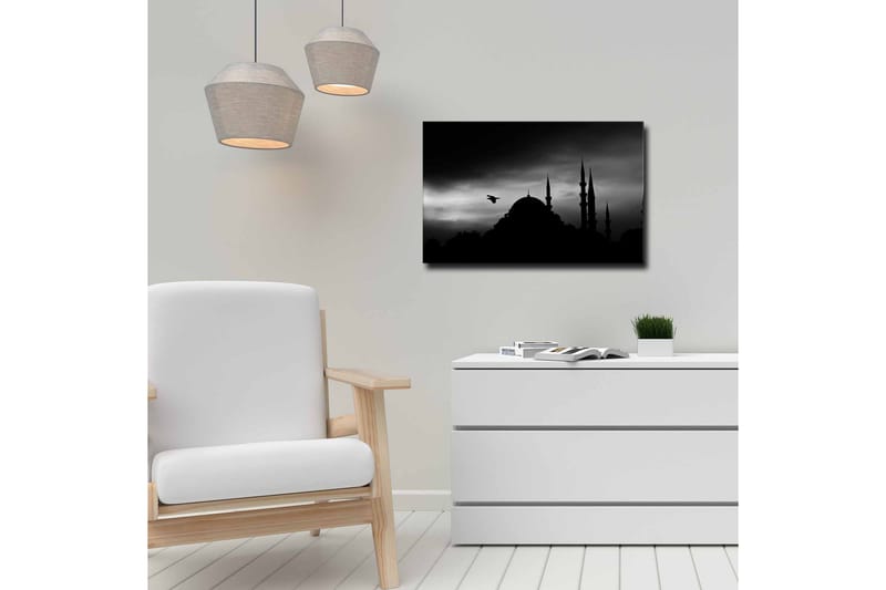 Canvastavla - Silhuett av en moské med spira i dramatisk himmel - Svart / Grå - Inredning - Tavlor & konst - Canvastavlor