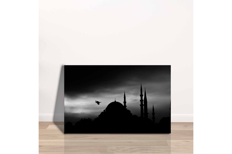 Canvastavla - Silhuett av en moské med spira i dramatisk himmel - Svart / Grå - Inredning - Tavlor & konst - Canvastavlor