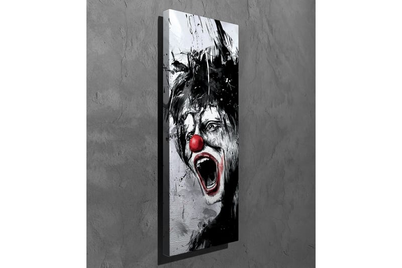 Canvastavla - Skrikande clown med röd näsa och dramatiska ansiktsdrag - Svart / Vit / Röd - Inredning - Tavlor & konst - Canvastavlor