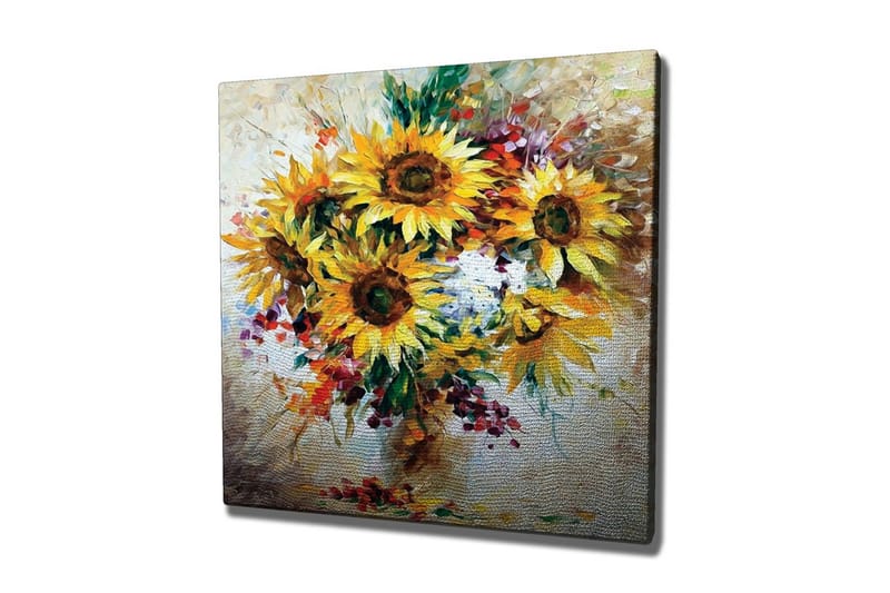 Canvastavla - Solrosor i en färgrik bukett - Gult / Gr önt / Brunt - Inredning - Tavlor & konst - Canvastavlor