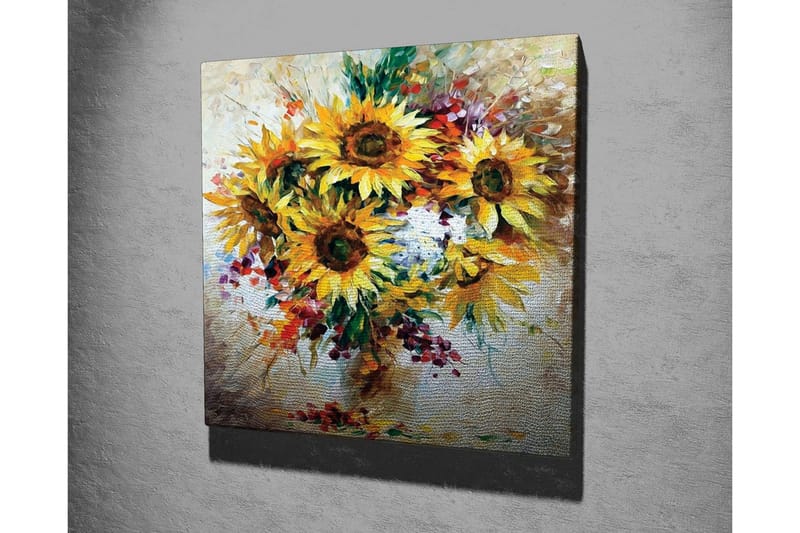 Canvastavla - Solrosor i en färgrik bukett - Gult / Grönt / Brunt - Inredning - Tavlor & konst - Canvastavlor