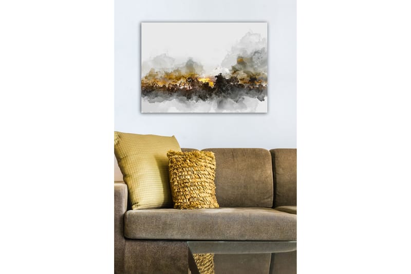 Canvastavla - Stämningsfull landskapsvy med silhuetter av träd mot en dramatisk himmel - Grå / Brun / Svart - Inredning - Tavlor & konst - Canvastavlor