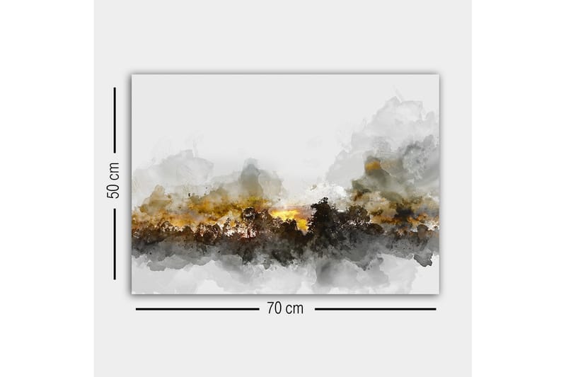 Canvastavla - Stämningsfull landskapsvy med silhuetter av träd mot en dramatisk himmel - Grå / Brun / Svart - Inredning - Tavlor & konst - Canvastavlor