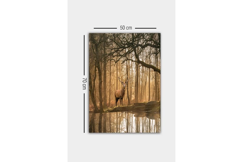 Canvastavla - Ståtlig älg i dimmig skogsmiljö - Brunt / Guld / Grönt - Inredning - Tavlor & konst - Canvastavlor