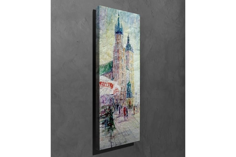 Canvastavla - Stadsscen med historiska byggnader och människor i rörelse - Ljusblå / Beige / Grön - Inredning - Tavlor & konst - Canvastavlor