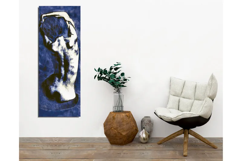Canvastavla - Stiliserad rygg av en naken människa i en elegant pose - Mörkblå / Vit - Inredning - Tavlor & konst - Canvastavlor
