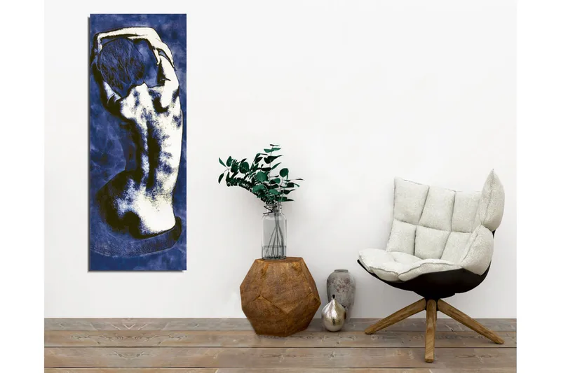 Canvastavla - Stiliserad rygg av en naken människa i en elegant pose - Mörkblå / Vit - Inredning - Tavlor & konst - Canvastavlor