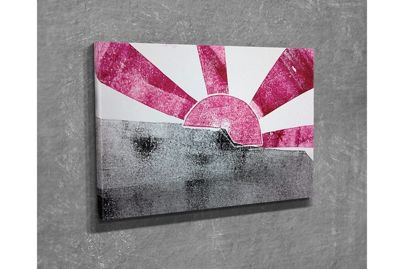 Canvastavla - Stiliserad soluppgång med strålar i rosa och grått - Rosa / Grå - Inredning - Tavlor & konst - Canvastavlor