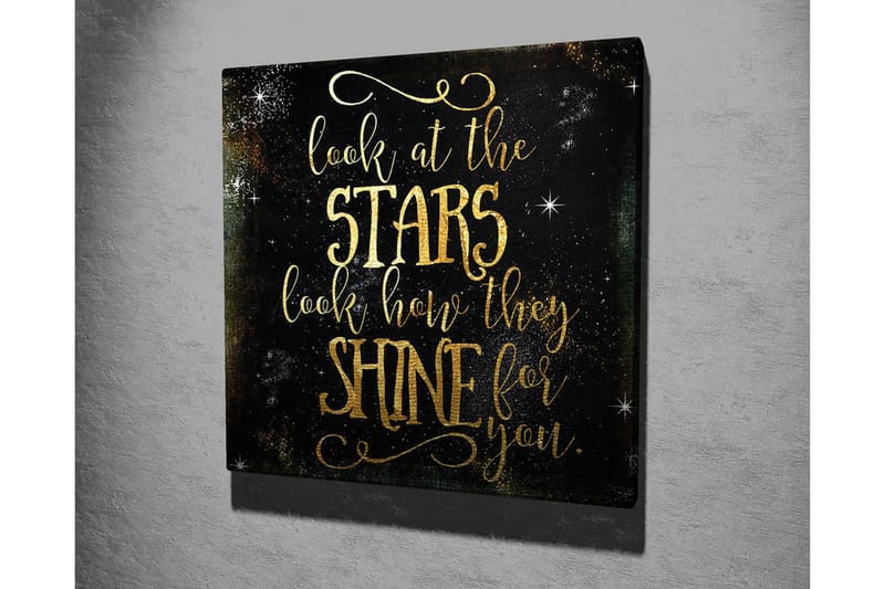 Canvastavla - Stjärnklädd natthimmel med inspirerande text - Guld / Svart - Inredning - Tavlor & konst - Canvastavlor