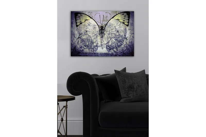 Canvastavla - Storslagen fjäril med intrikata mönster och detaljer - Lila / Svart / Grön - Inredning - Tavlor & konst - Canvastavlor