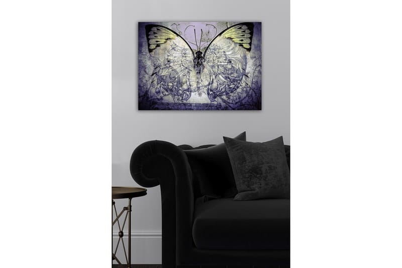 Canvastavla - Storslagen fjäril med intrikata mönster och detaljer - Lila / Svart / Grön - Inredning - Tavlor & konst - Canvastavlor