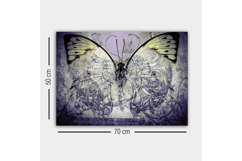 Canvastavla - Storslagen fjäril med intrikata mönster och detaljer - Lila / Svart / Grön - Inredning - Tavlor & konst - Canvastavlor
