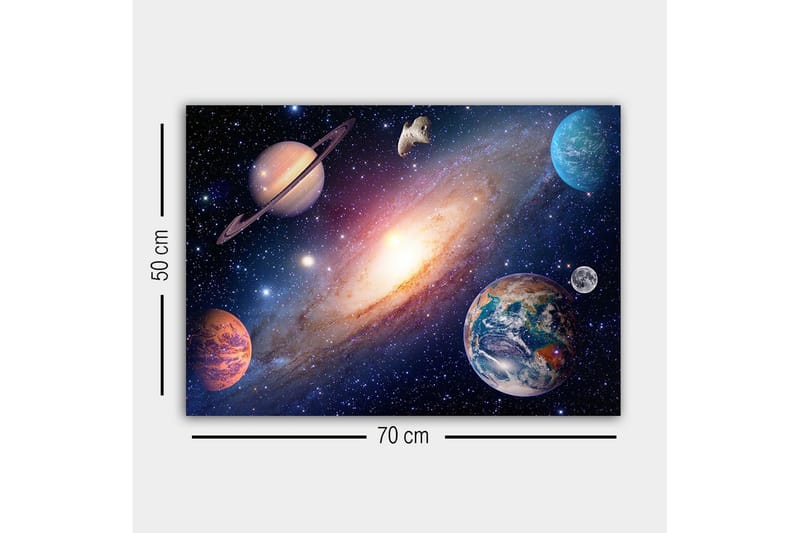 Canvastavla - Storslagen rymdscen med planeter och galaxer - Blå / Lila / Orange - Inredning - Tavlor & konst - Canvastavlor