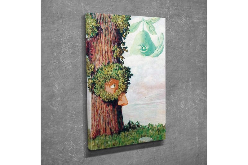 Canvastavla - Träd med ansikte och grönska som omger det - Grön / Brun / Ljusblå - Inredning - Tavlor & konst - Canvastavlor