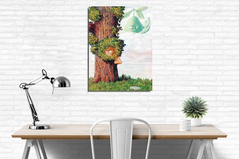 Canvastavla - Träd med ansikte och grönska som omger det - Grön / Brun / Ljusblå - Inredning - Tavlor & konst - Canvastavlor