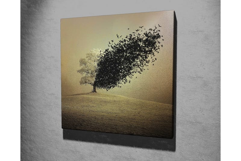 Canvastavla - Träd som förvandlas till en svärm av fåglar - Svart / Grå / Beige - Inredning - Tavlor & konst - Canvastavlor