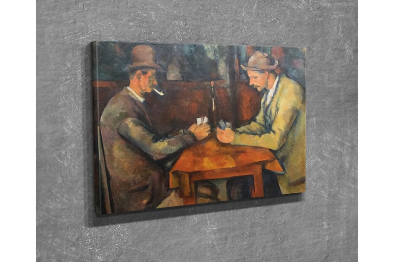Canvastavla - Två män som spelar kort vid ett bord - Mörkbrun / Beige / Orange - Inredning - Tavlor & konst - Canvastavlor