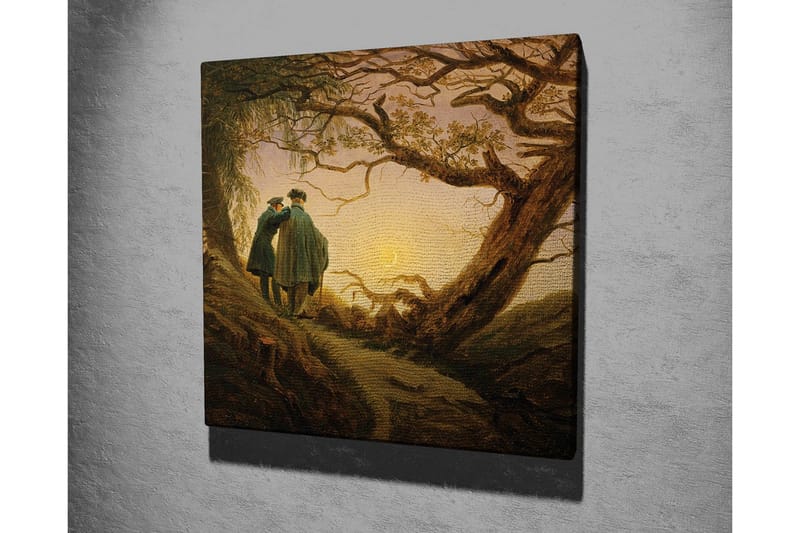 Canvastavla - Två personer som står tillsammans under ett stort träd vid solnedgången - Mörkgrön / Brun / Ljusgul - Inredning - Tavlor & konst - Canvastavlor