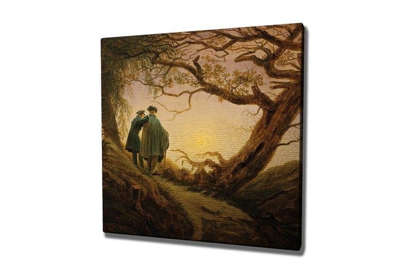 Canvastavla - Två personer som står tillsammans under ett stort träd vid solnedgången - Mörkgrön / Brun / Ljusgul - Inredning - Tavlor & konst - Canvastavlor