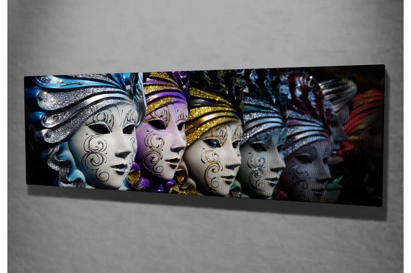 Canvastavla Utsmyckade ansiktsmaskar - Flerfärgad - Canvastavlor