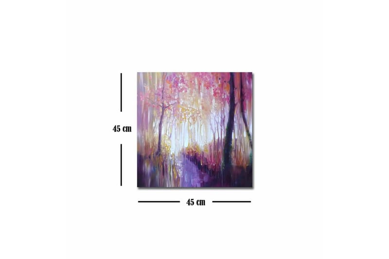 Canvastavla - Vacker skogsgång med höstfärger och mjukt ljus - Lila / Rosa / Gult - Inredning - Tavlor & konst - Canvastavlor