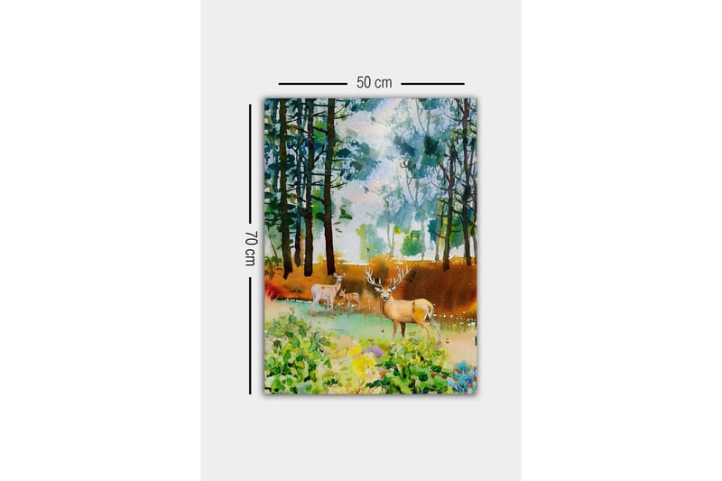 Canvastavla - Vackra hjortar i en skogsmiljö - Grön / Brun / Beige - Inredning - Tavlor & konst - Canvastavlor