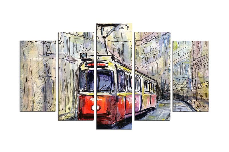 Canvastavla Vehicles 5-pack Flerfärgad - 20x60 cm - Inredning - Tavlor & konst - Canvastavlor