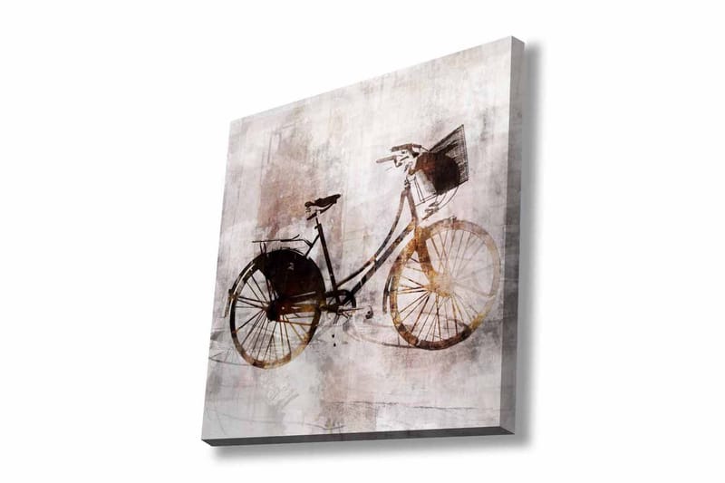 Canvastavla - Vintage cykel med korg - Svart / Brun / Beige - Inredning - Tavlor & konst - Canvastavlor