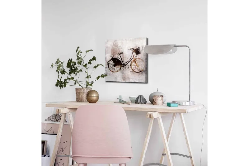 Canvastavla - Vintage cykel med korg - Svart / Brun / Beige - Inredning - Tavlor & konst - Canvastavlor