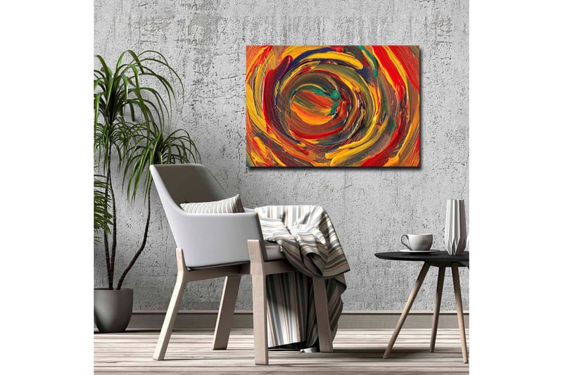 Canvastavla - Virvlande färger i en dynamisk spiralform - Röd / Gul / Grön - Inredning - Tavlor & konst - Canvastavlor