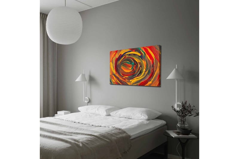 Canvastavla - Virvlande färger i en dynamisk spiralform - Röd / Gul / Grön - Inredning - Tavlor & konst - Canvastavlor