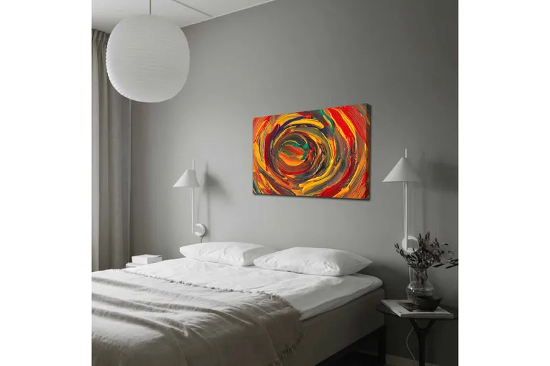 Canvastavla - Virvlande färger i en dynamisk spiralform - Röd / Gul / Grön - Inredning - Tavlor & konst - Canvastavlor