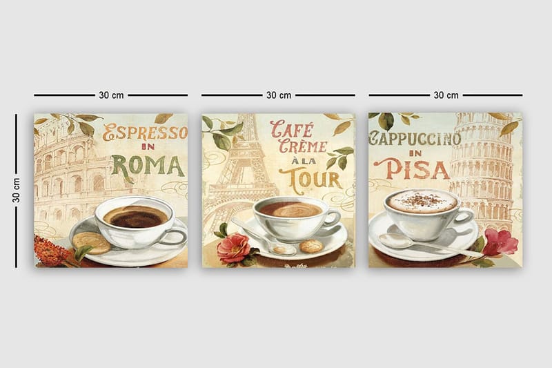 Canvastavla VP Italy 3-pack Flerfärgad - 30x30 cm - Inredning - Tavlor & konst - Canvastavlor