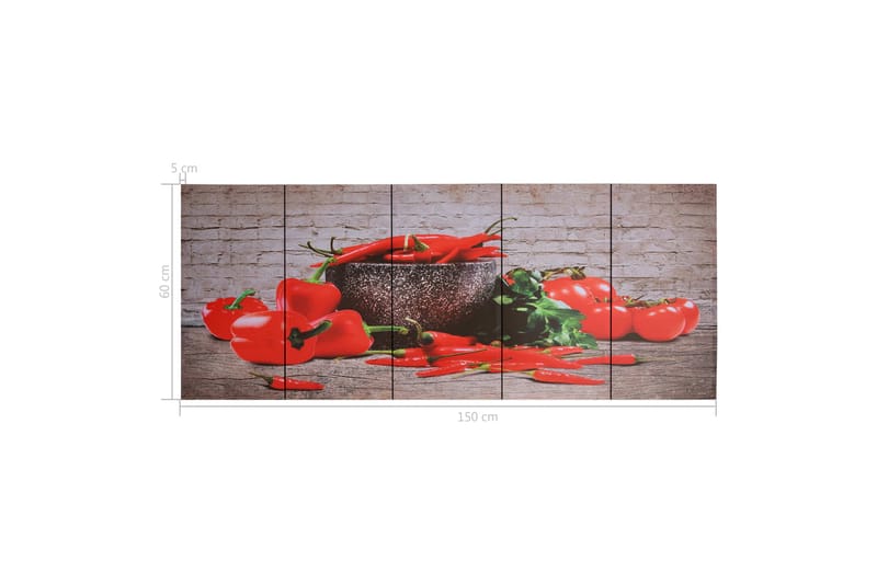 Canvastavla paprika flerfärgad 150x60 cm - Flerfärgad - Canvastavlor