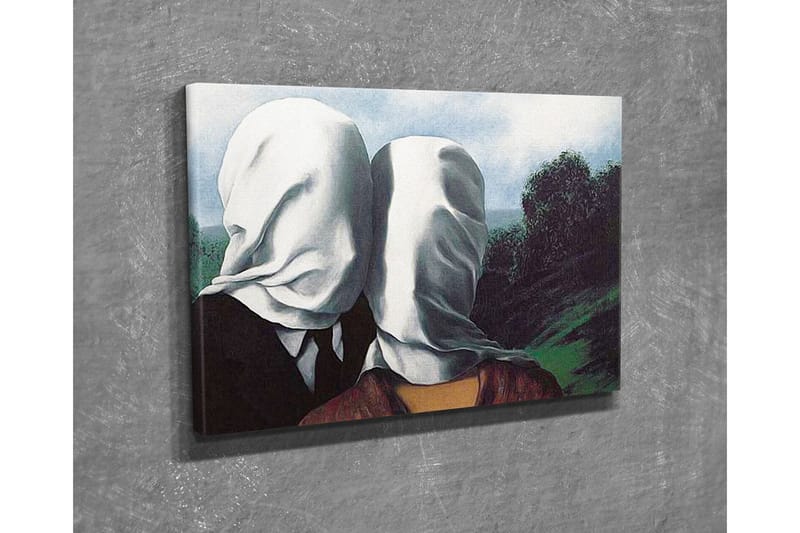 Canvastavla - Par med vita dukar som täcker ansiktena, stående i en grönskande landskap - Vit / Svart / Grön - Inredning - Tavlor & konst - Canvastavlor