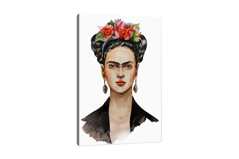 Canvastavla - Porträtt av en kvinna med blommor i håret - Röd / Grön / Svart - Inredning - Tavlor & konst - Canvastavlor