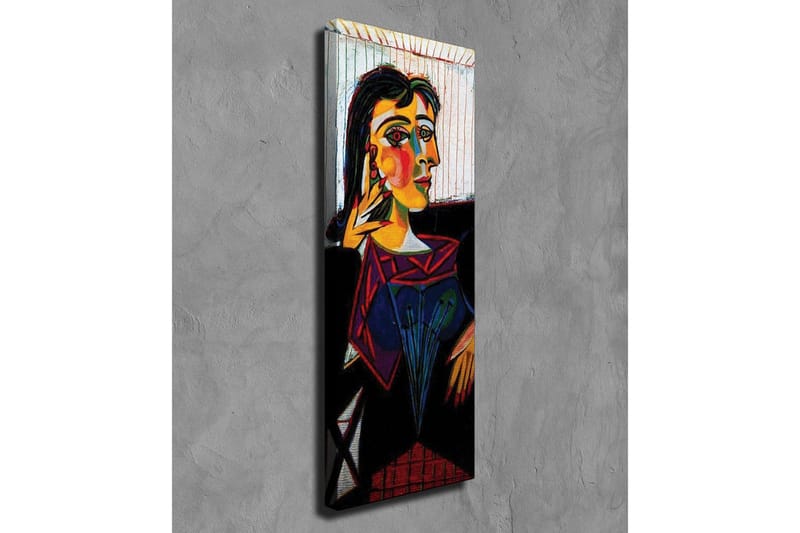 Canvastavla - Porträtt av en kvinna med färgstarka ansiktsdrag - Gul / Svart / Röd - Inredning - Tavlor & konst - Canvastavlor