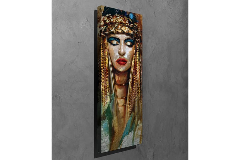 Canvastavla - Porträtt av en kvinna med gyllene smycken och dramatisk sminkning - Guld / Svart / Beige - Inredning - Tavlor & konst - Canvastavlor