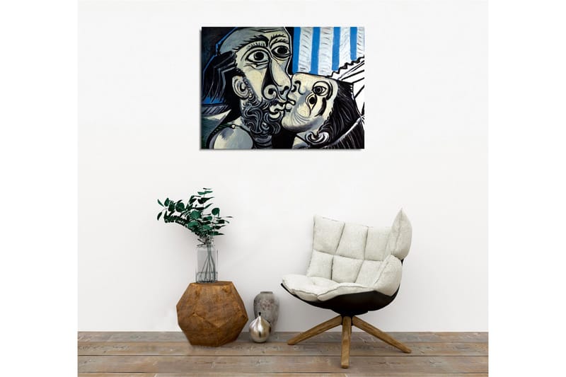 Canvastavla - Passionerat möte mellan två ansikten - Svart / Vit / Blå - Inredning - Tavlor & konst - Canvastavlor