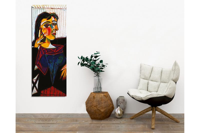Canvastavla - Porträtt av en kvinna med färgstarka ansiktsdrag - Gul / Svart / Röd - Inredning - Tavlor & konst - Canvastavlor