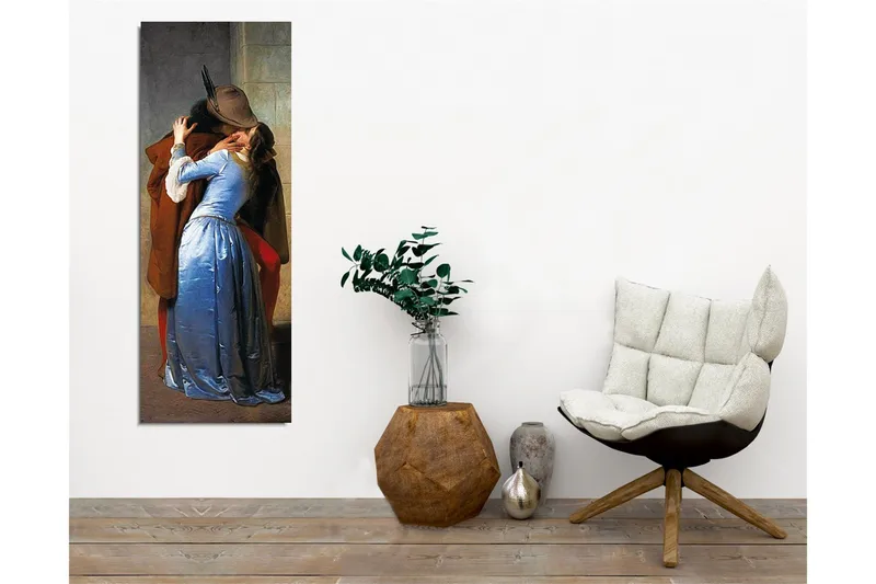 Canvastavla - Passionerat möte mellan två älskande - Blå / Brun / Röd - Inredning - Tavlor & konst - Canvastavlor