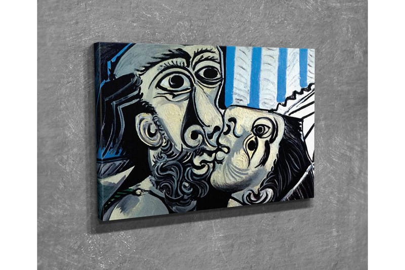 Canvastavla - Passionerat möte mellan två ansikten - Svart / Vit / Blå - Inredning - Tavlor & konst - Canvastavlor