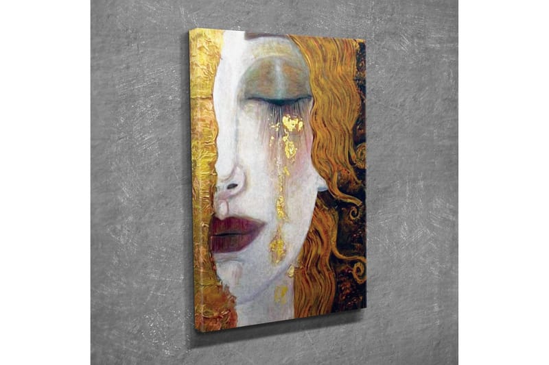 Canvastavla - Porträtt av en kvinna med tårar av guld - Guld / Hudton / Brun - Inredning - Tavlor & konst - Canvastavlor