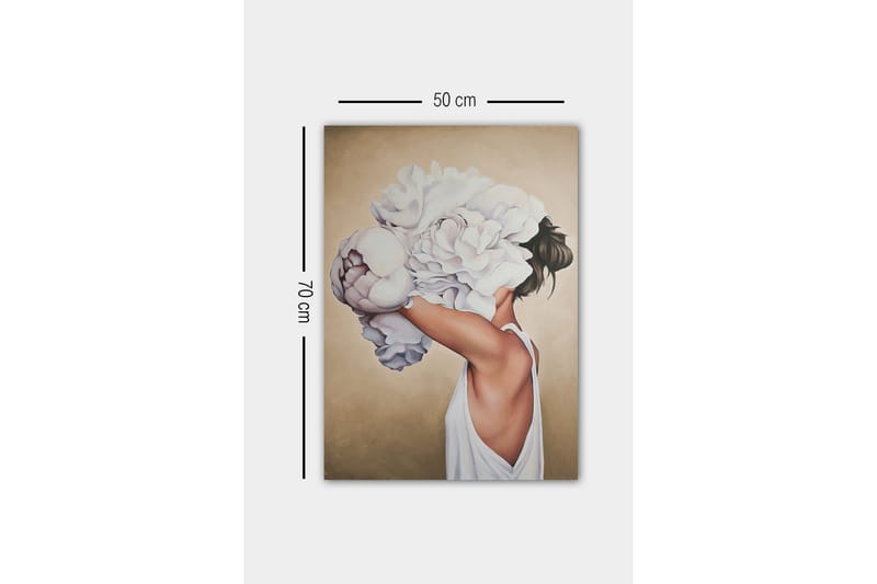 Canvastavla - Porträtt av en kvinna med stora, vita blommor som täcker hennes ansikte - Vit / Beige / Hudfärg - Inredning - Tavlor & konst - Canvastavlor