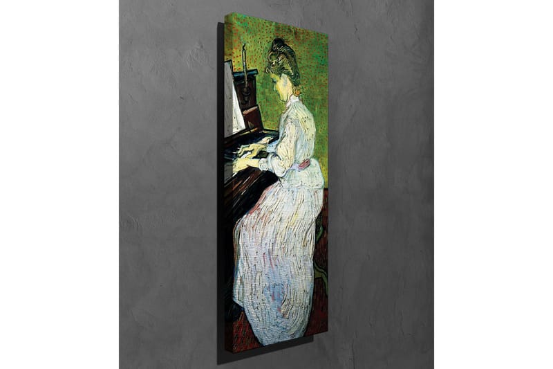 Canvastavla - Pianospelande kvinna i vit klänning - Grön / Vit / Brun - Inredning - Tavlor & konst - Canvastavlor