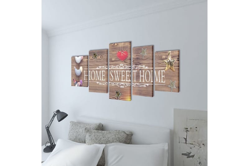 Canvastavlor set om 5 Home Sweet Home 100x50 cm - Flerfärgad - Inredning - Tavlor & konst - Canvastavlor