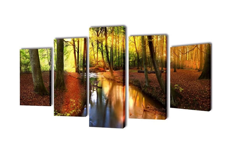 Canvastavlor set om 5 skog 200x100 cm - Flerfärgad - Inredning - Tavlor & konst - Canvastavlor