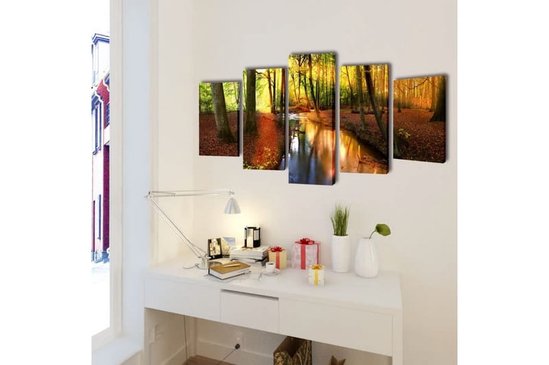 Canvastavlor set om 5 skog 200x100 cm - Flerfärgad - Inredning - Tavlor & konst - Canvastavlor